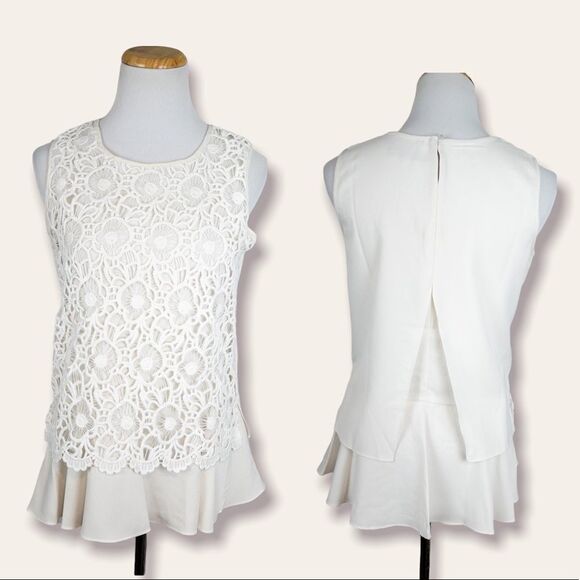 Goodnight Macaroon Womens Size Small White Sleeveless Guipure Lace Top Blouse - Picture 1 of 9